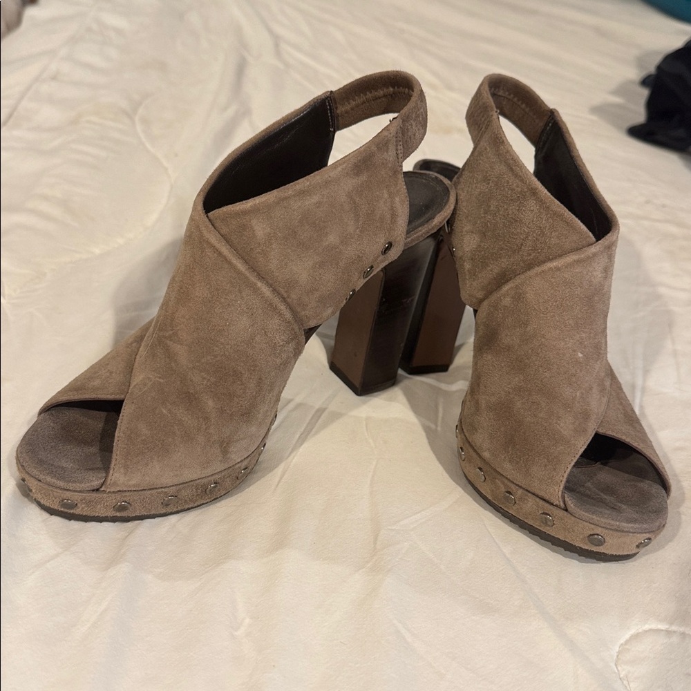 Donald J Pliner Brown Suede Open-Toe Block Heel Sandals Size 7.5